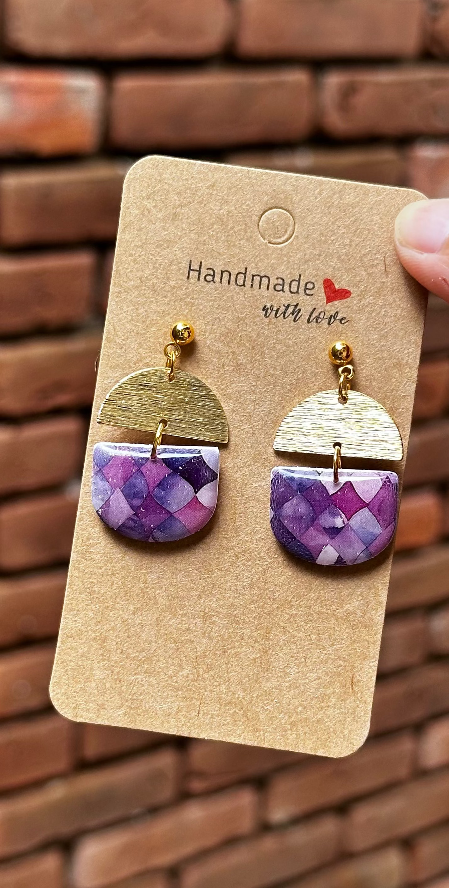 Purple Gold Abstract Dangle